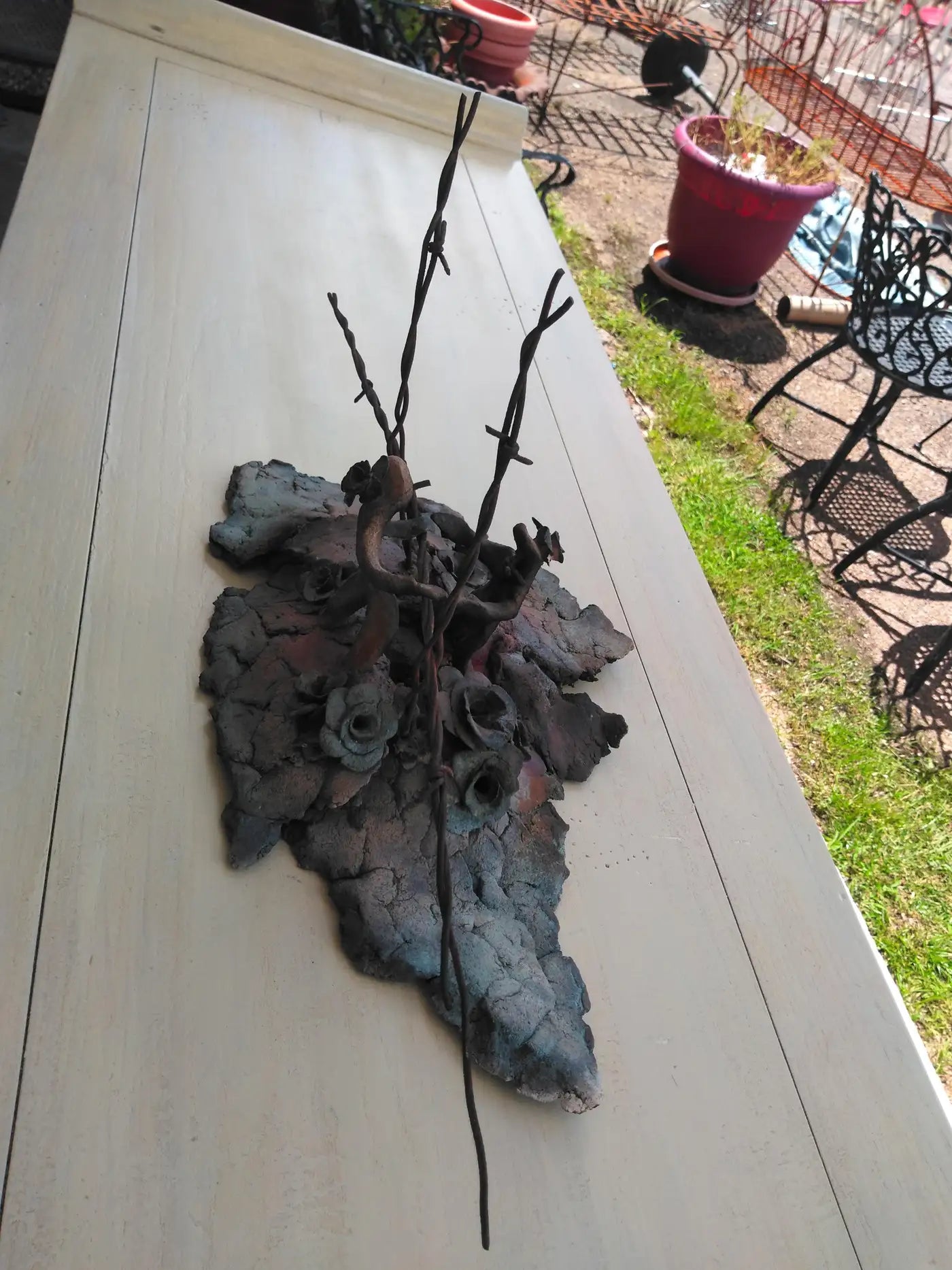 Raku Sculpture "Separation Anxiety" by Bruny Graves
