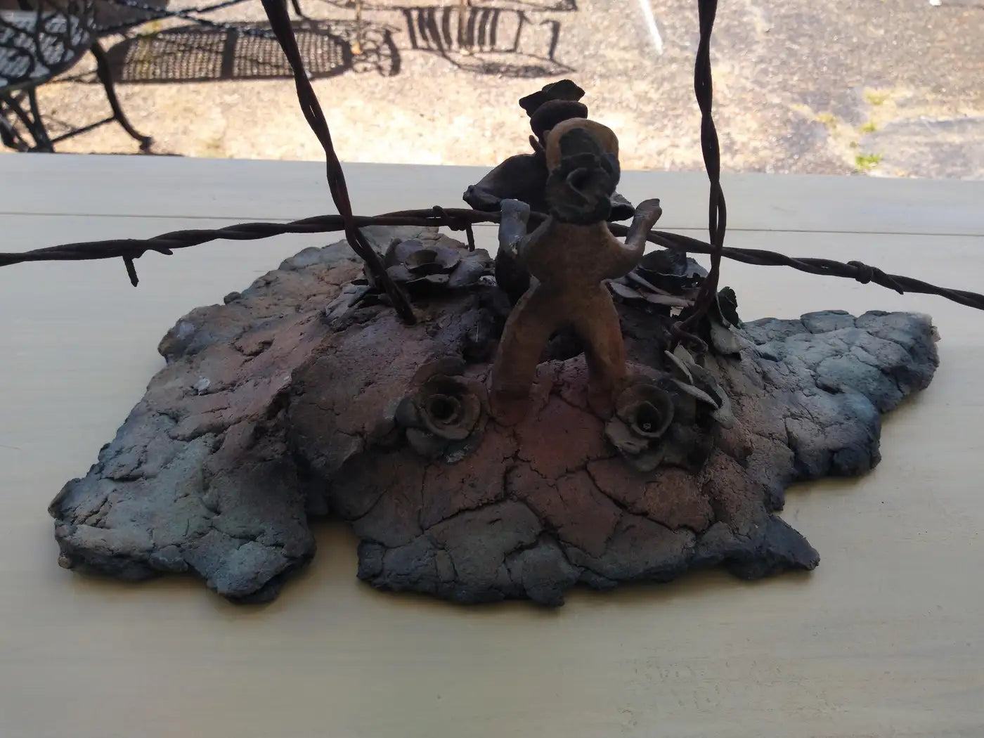 Raku Sculpture "Separation Anxiety" by Bruny Graves