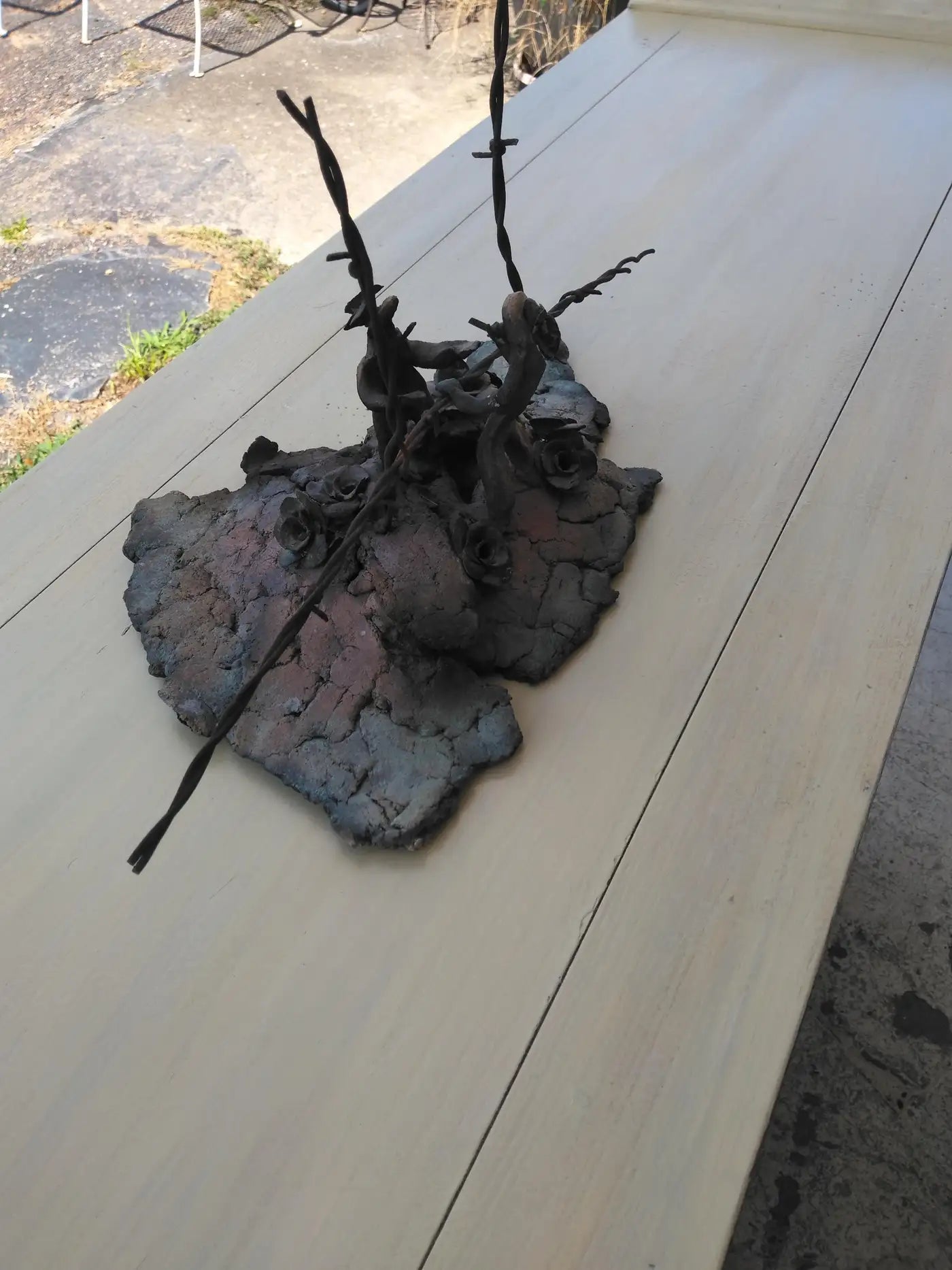 Separation Anxiety sculpture in Raku ceramic finish