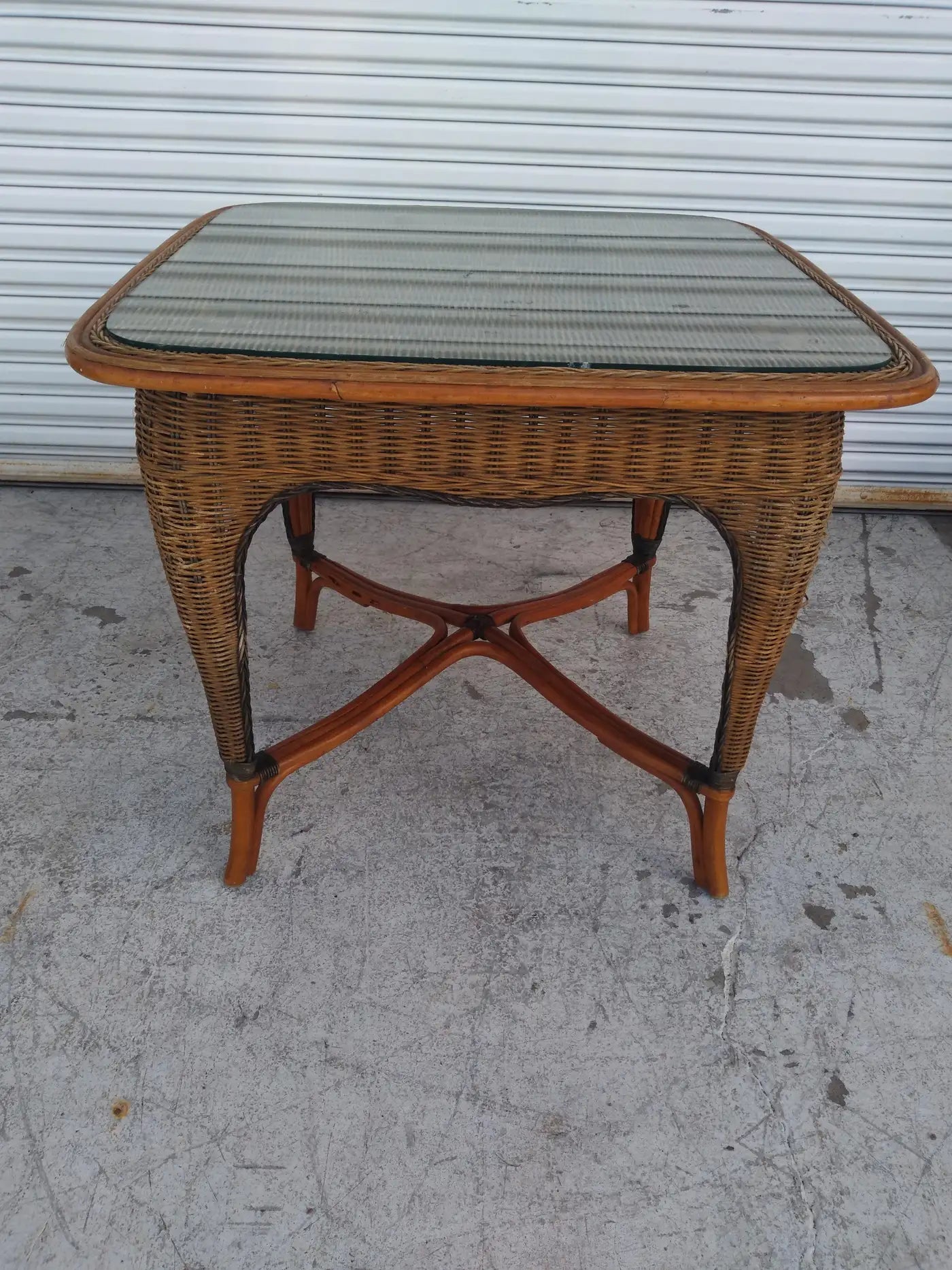 Vintage handwoven bamboo dining set in tropical style
