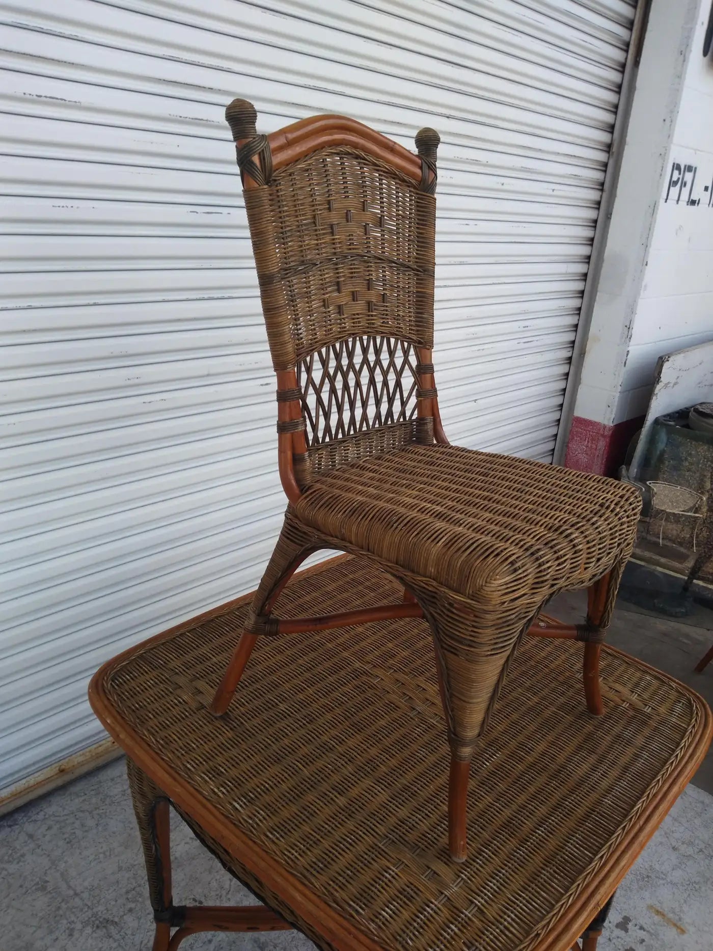 Tropical-inspired handwoven bamboo dining set