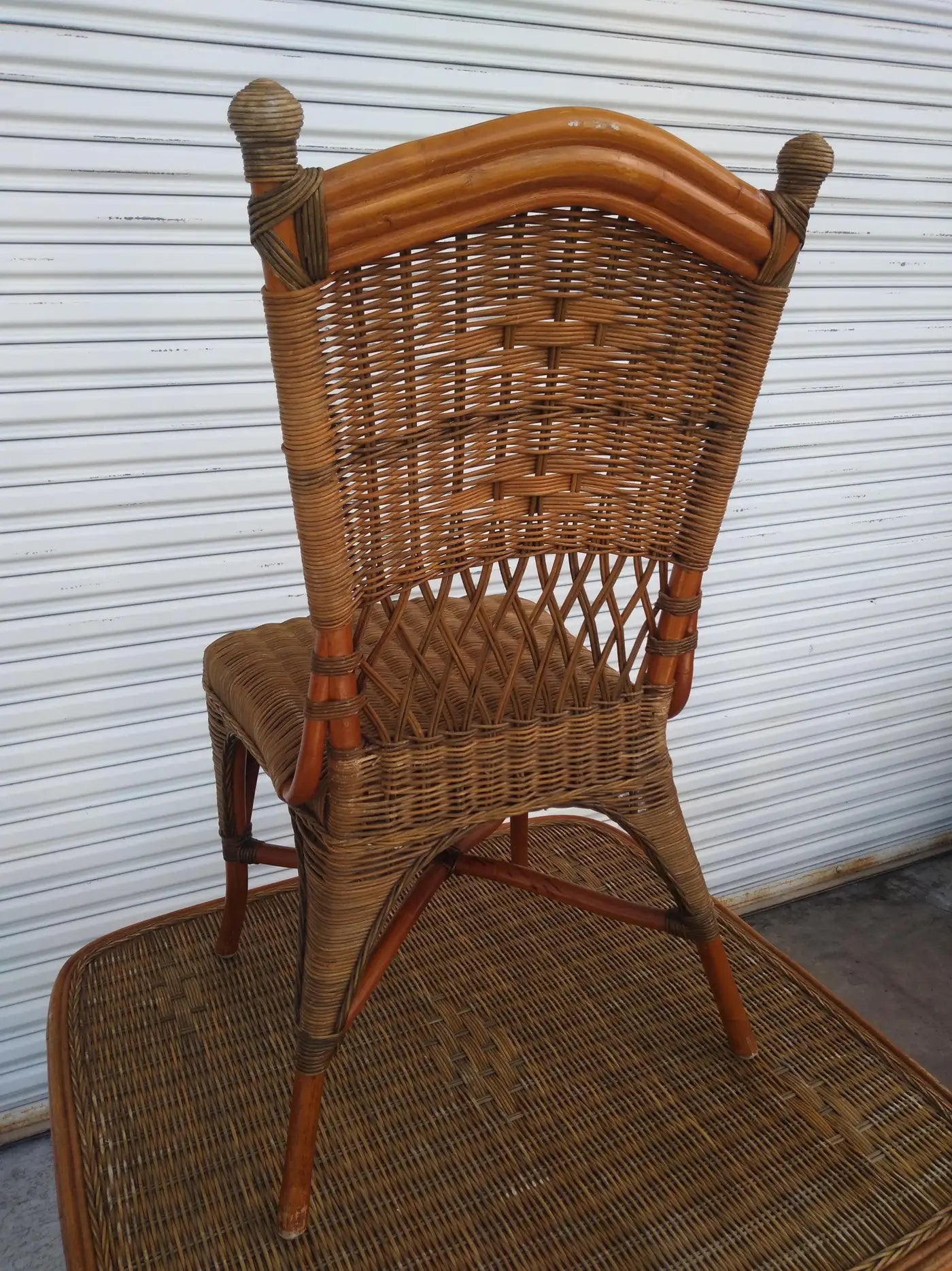 Natural bamboo and rattan dining set with seating