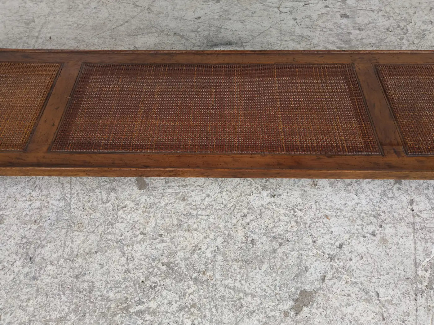 Faux bamboo and cane accent table with vintage design