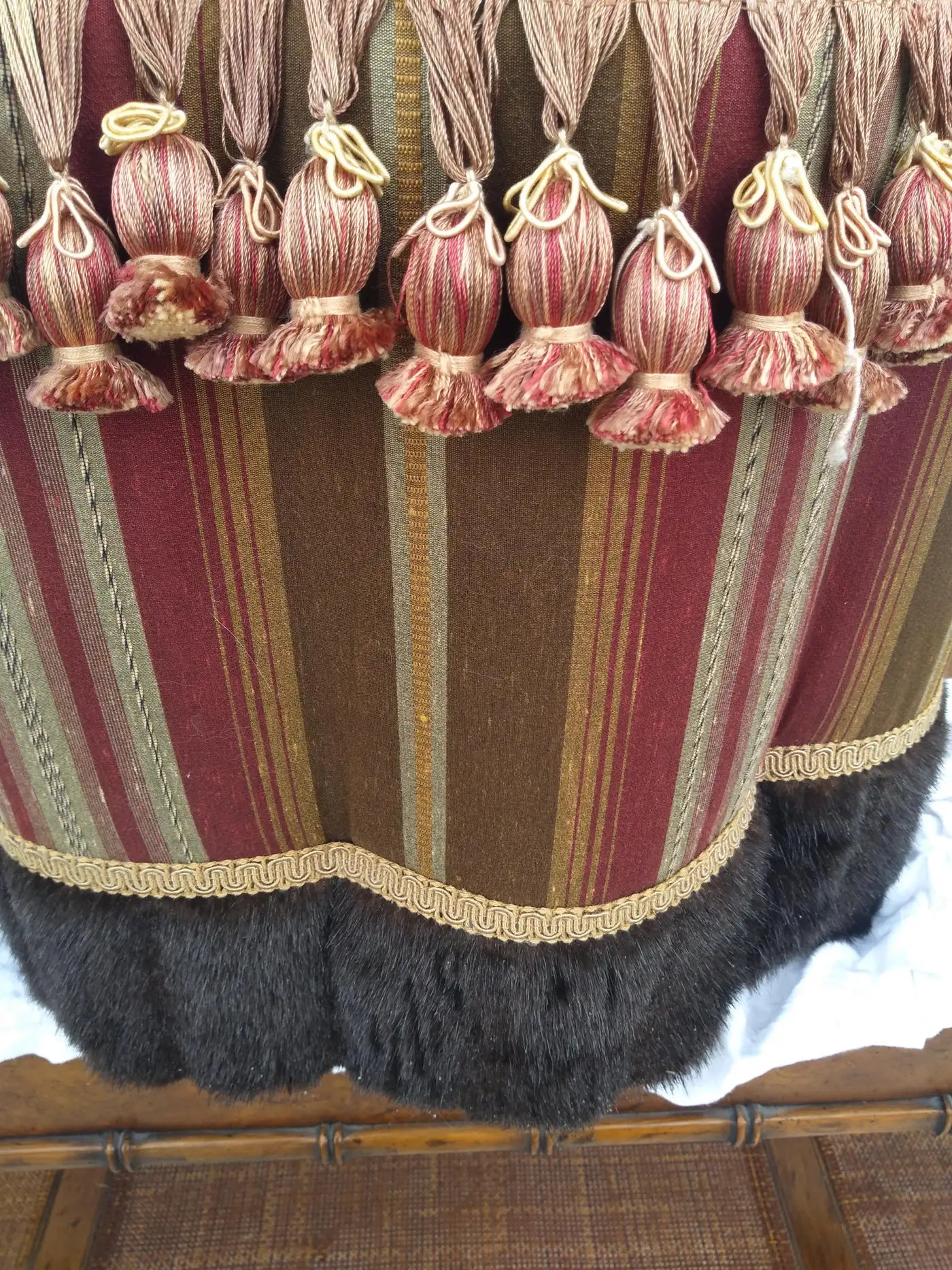 Close-up of luxurious upholstered octagon ottoman