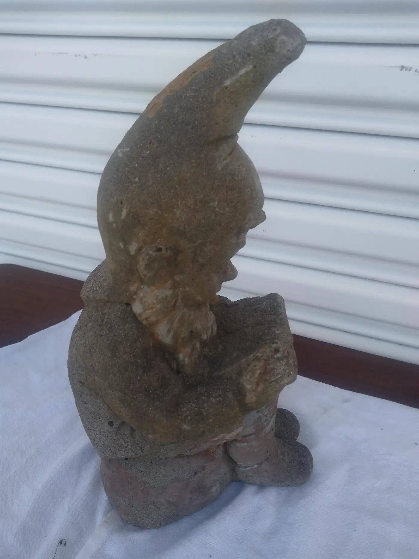 Decorative cement gnome statue for yard or lawn