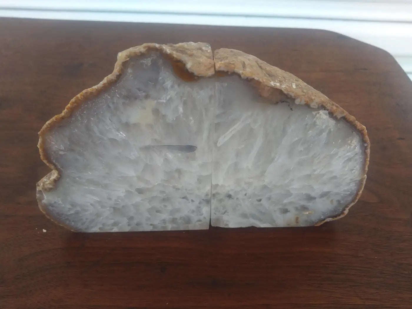 Crystal agate bookends with geode formations