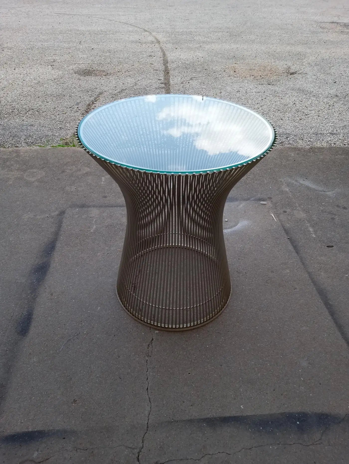 Designer wire frame Platner side table