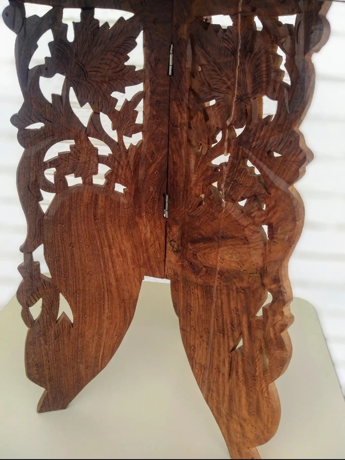 Carved Moroccan Brass Inlaid Side Table