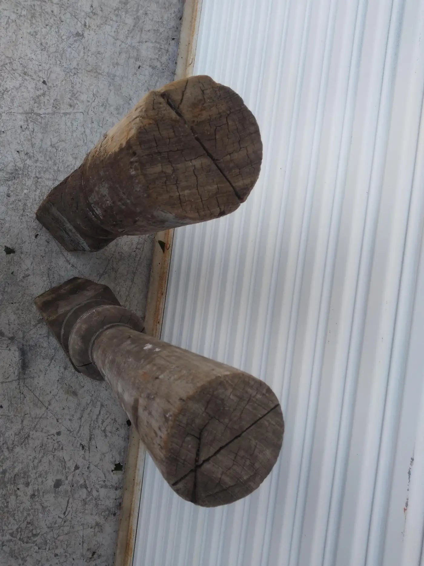 Salvaged wood newel posts for home renovation projects