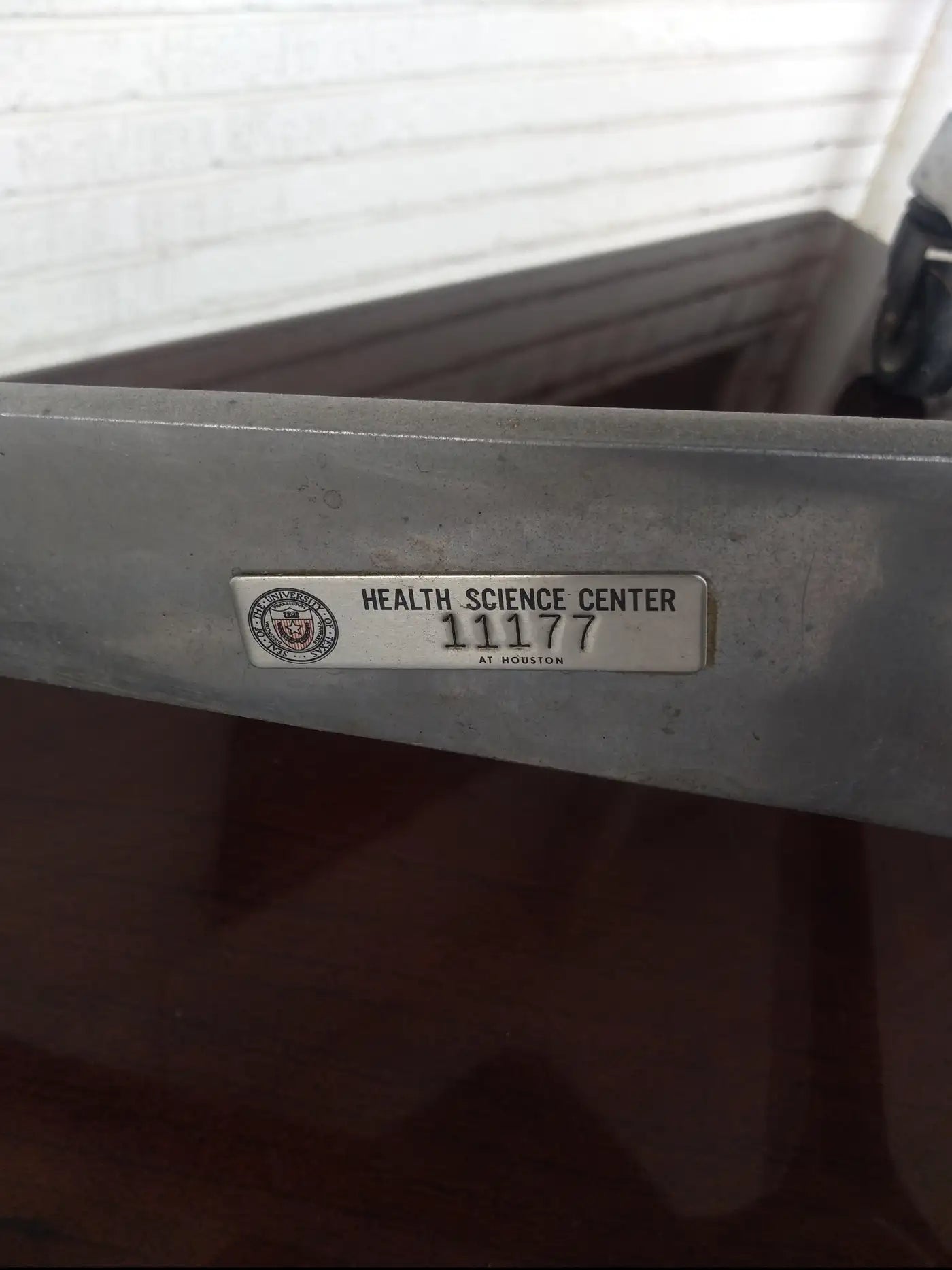 Mid-century side table on wheels