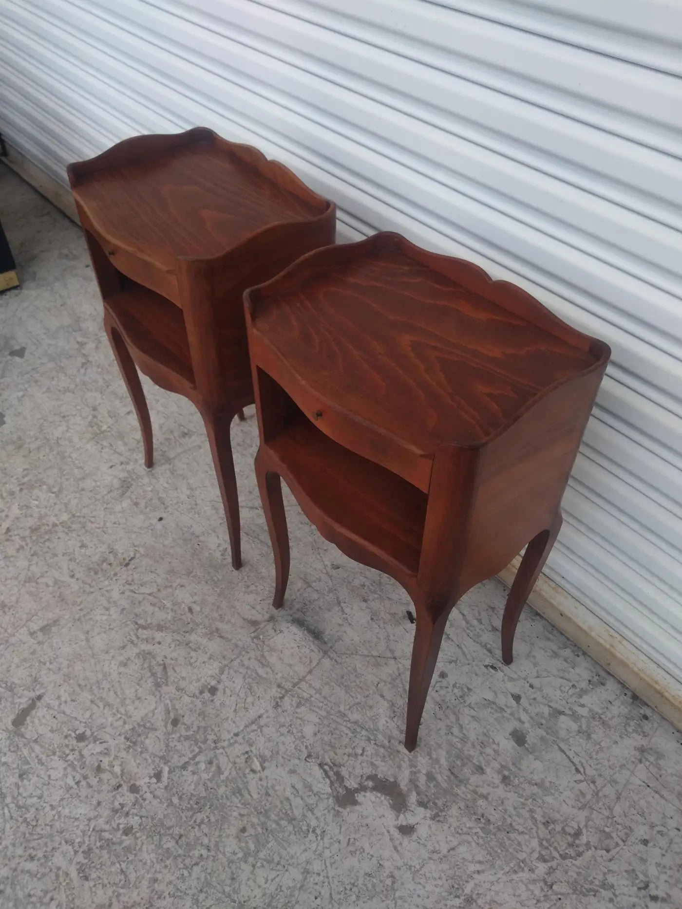 Walnut nightstands in French Provincial style