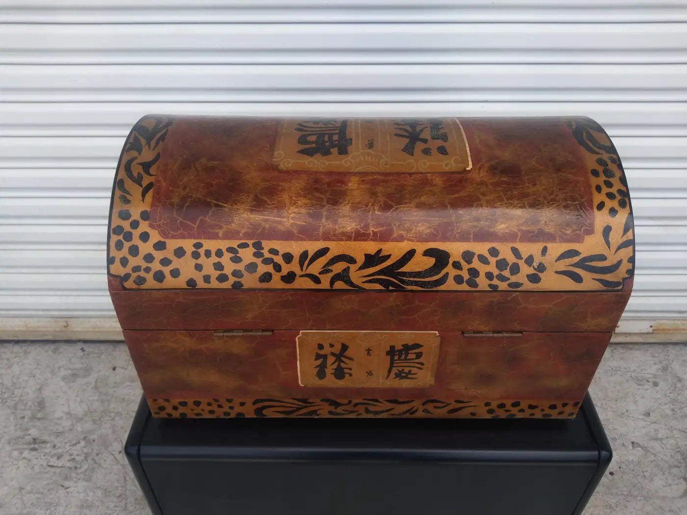 Decorative Asian chest with intricate hand-painted design