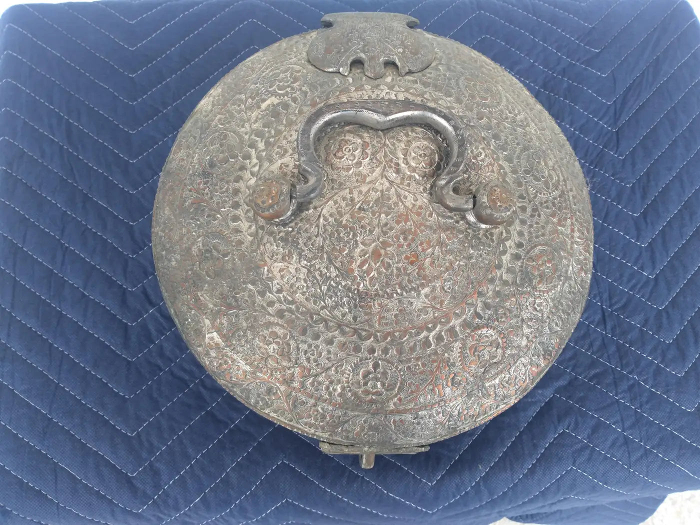Decorative Indian metal box with traditional patterns