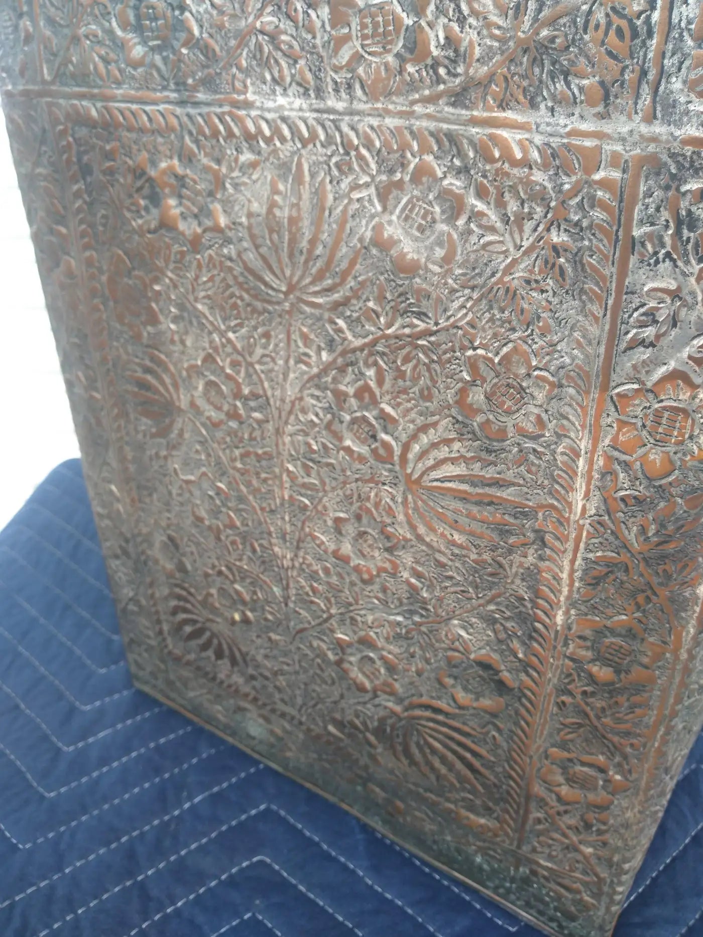 Islamic metal chest with decorative tinned finish