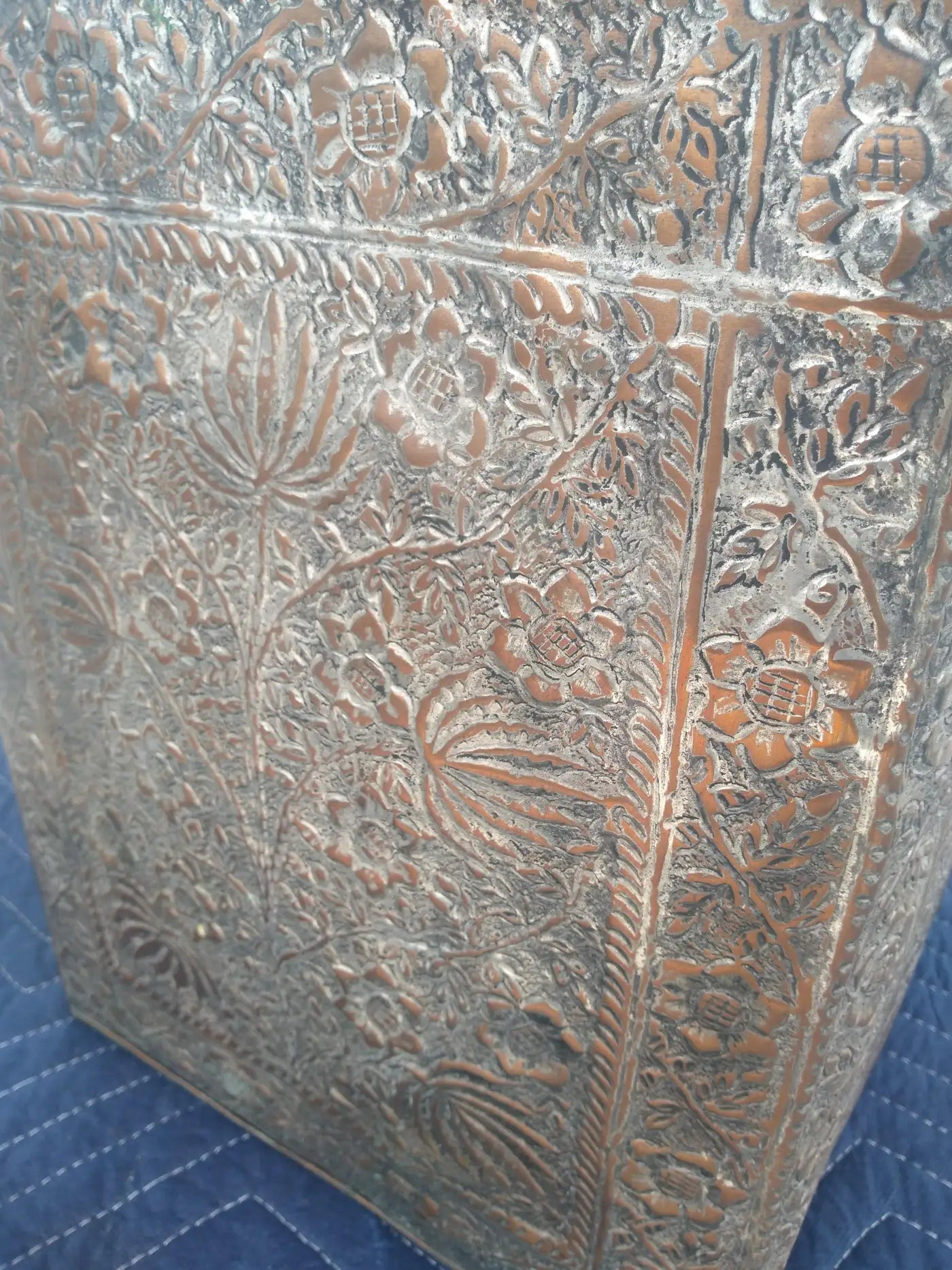 Decorative copper chest in Islamic style with patterns