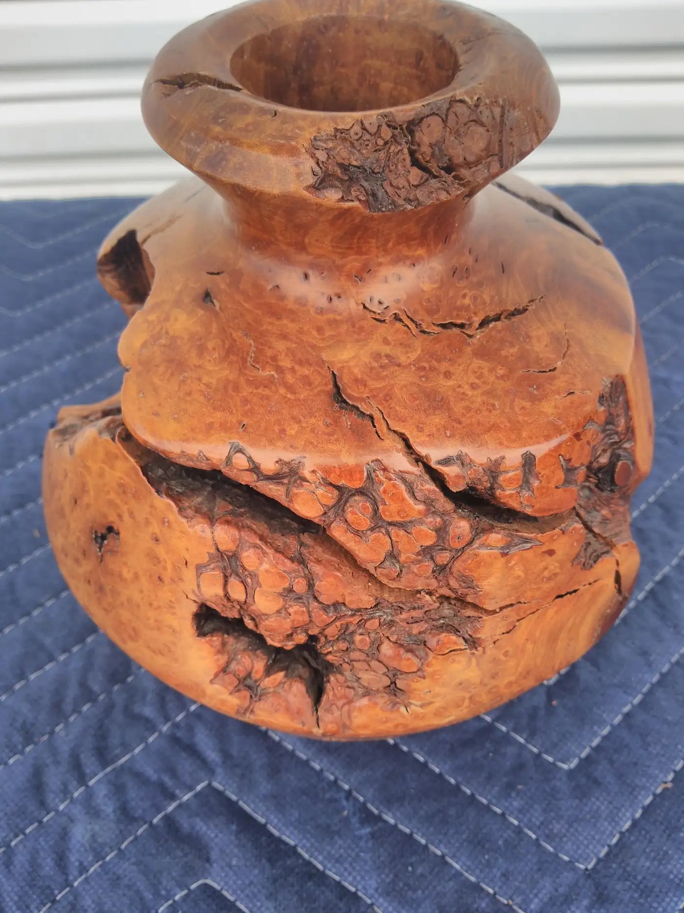 Handmade wooden sculpture showcasing natural texture