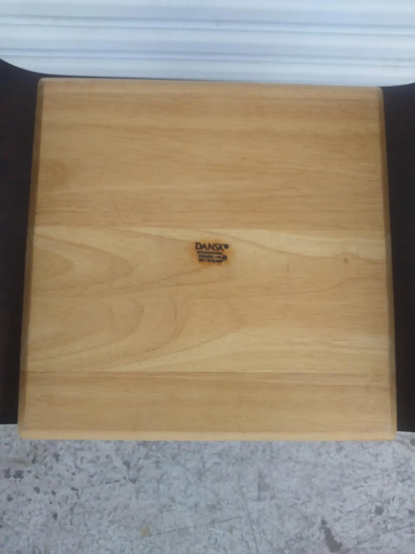 Tile inlaid butcher block with natural wood finish