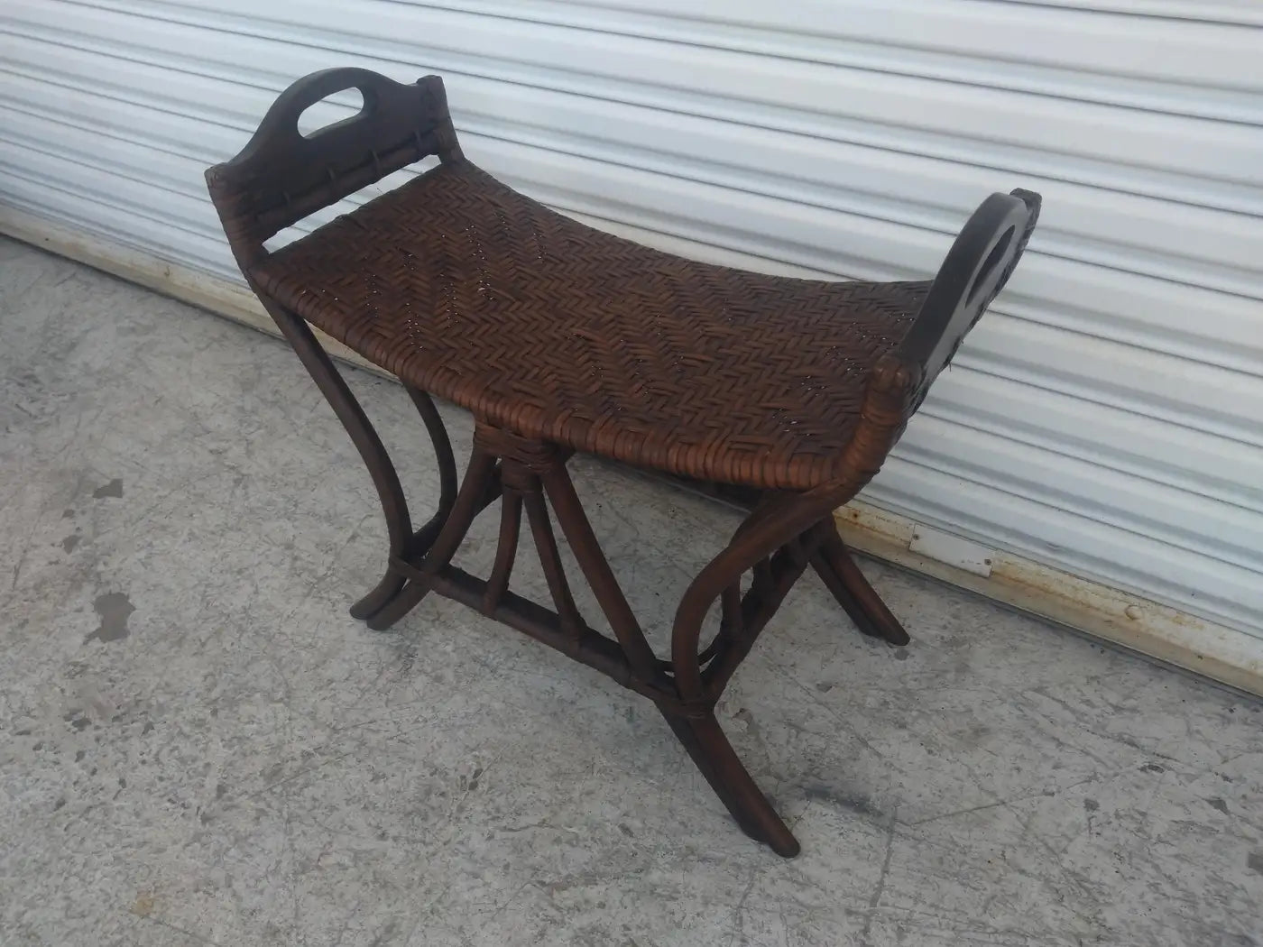 Handmade rattan stool in boho chic design