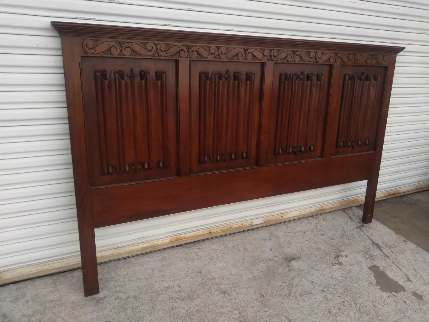Traditional king headboard with decorative panels