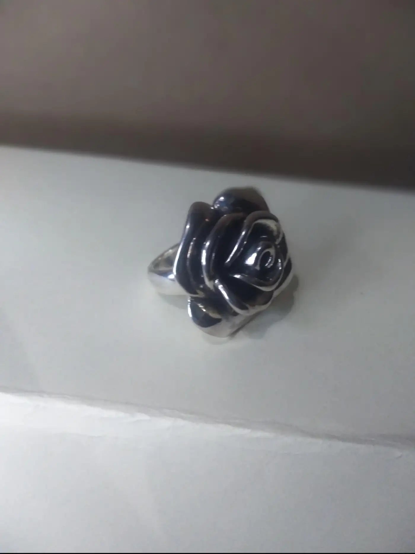 Sterling Silver Large Rose Design Ring size 9.5