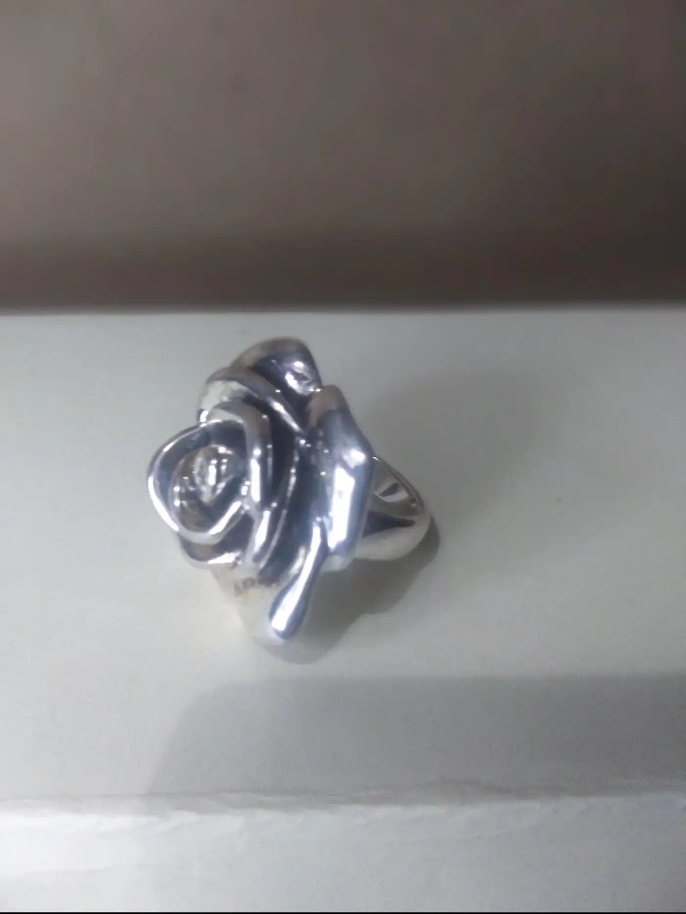 Sterling Silver Large Rose Design Ring size 9.5
