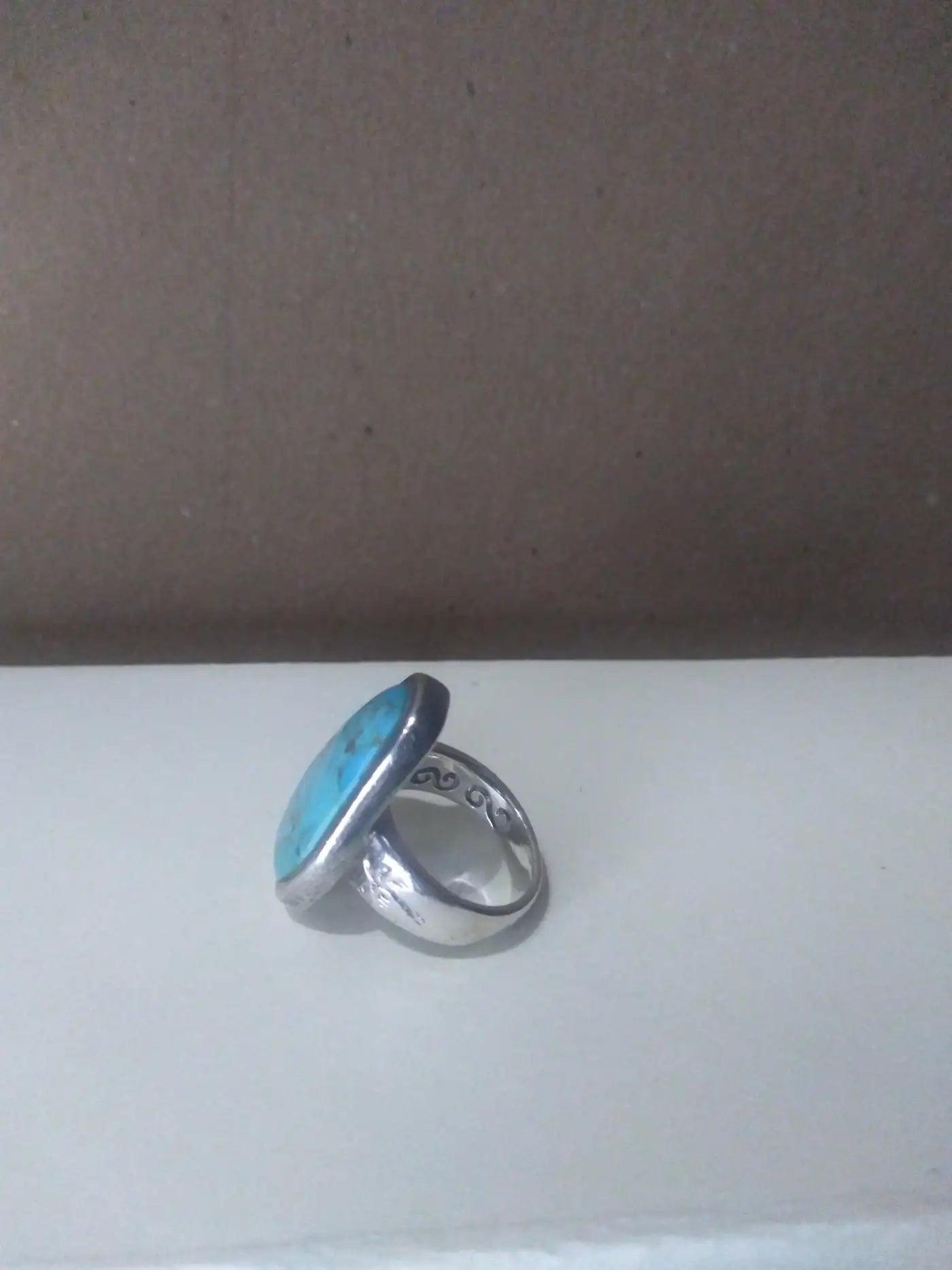 Size 8 turquoise silver ring for women