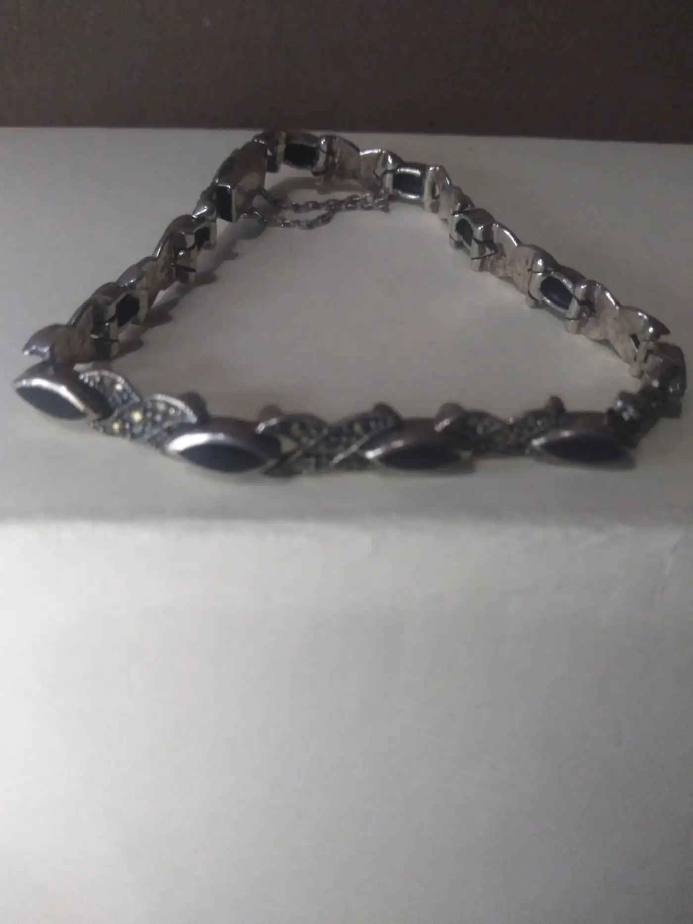 Luxury onyx and sterling silver bracelet for women