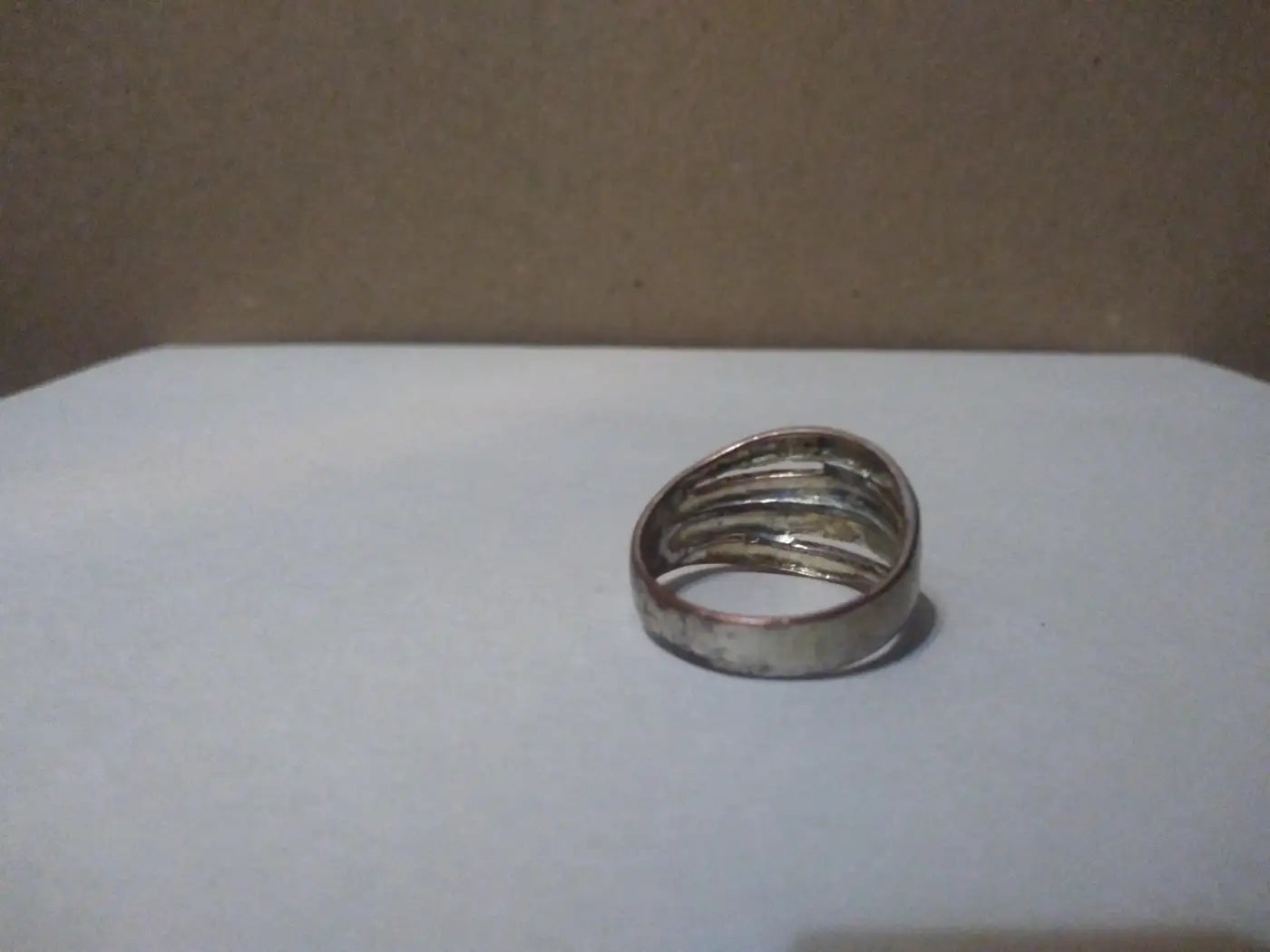 925 Sterling Silver NF w/ Gold Accents Pierced Wave Ring