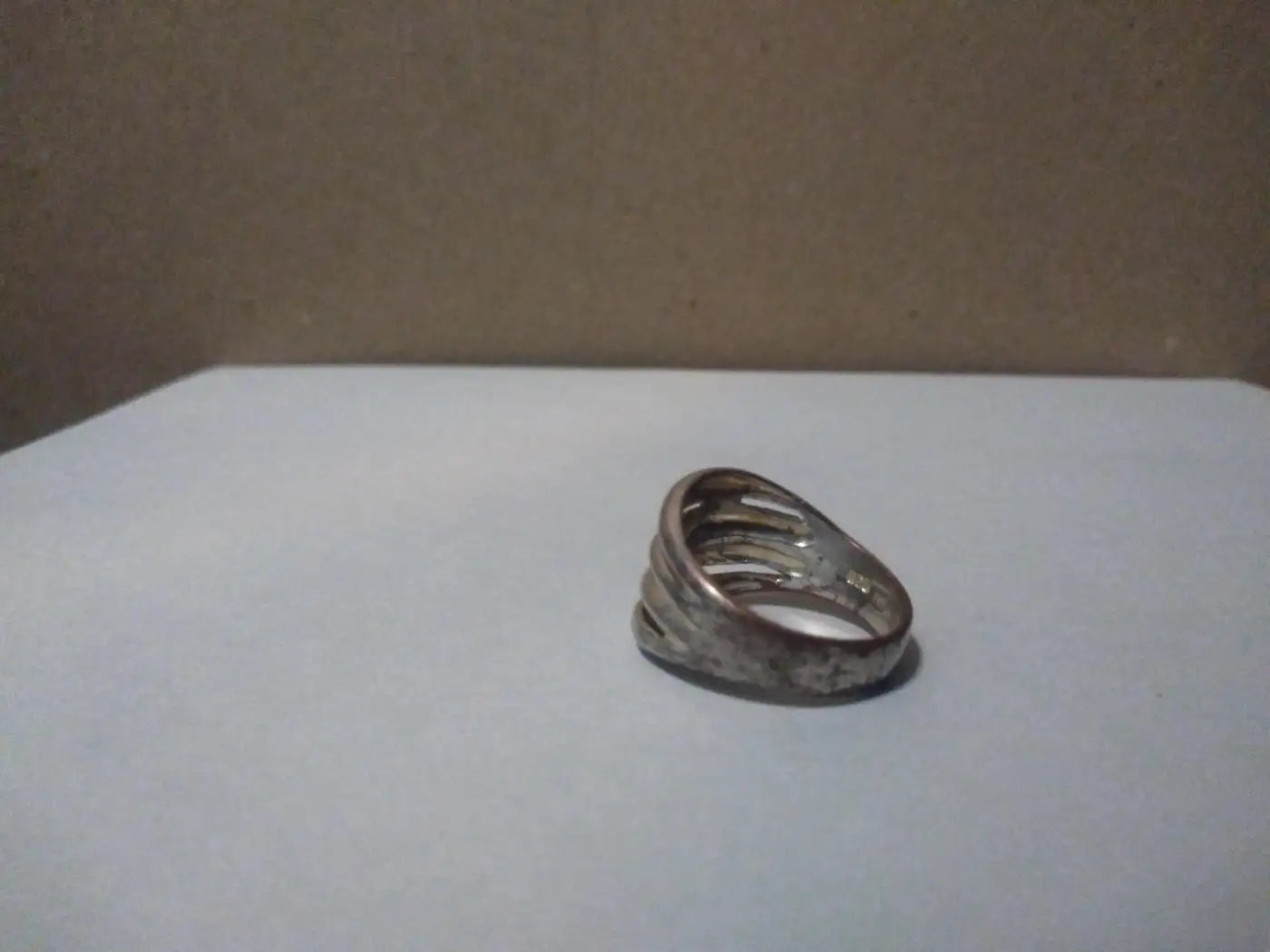 925 Sterling Silver NF w/ Gold Accents Pierced Wave Ring