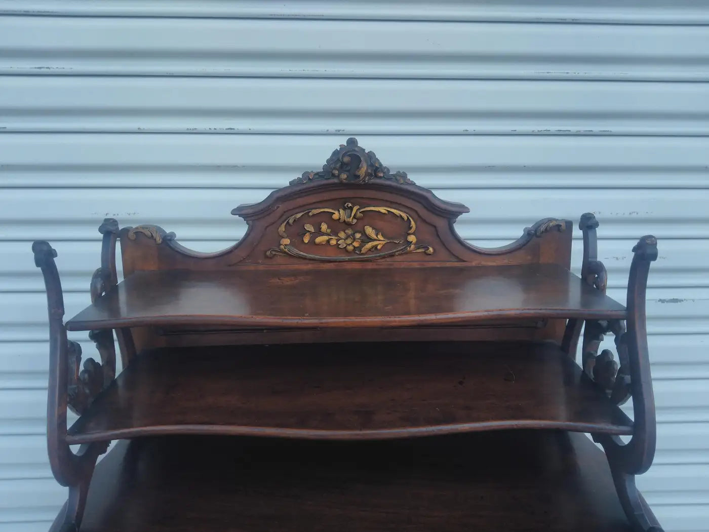 Decorative walnut cabinet with musical storage