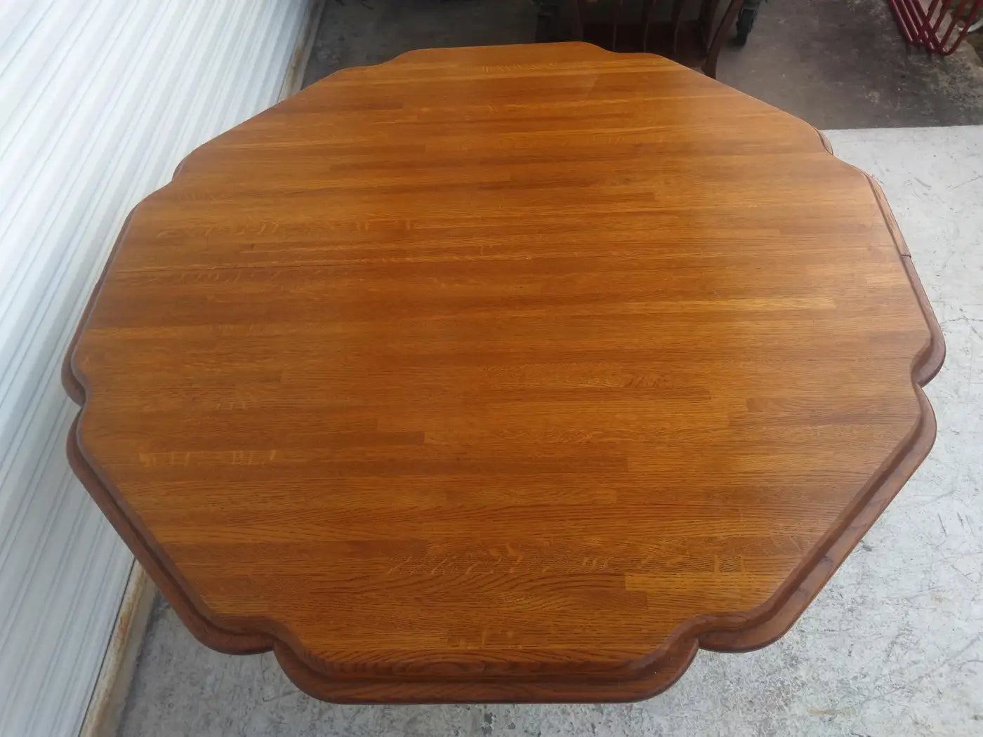Solid teak dining table with butcher block top