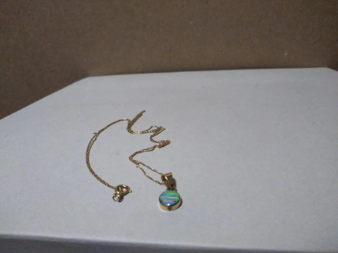 Dainty 14k gold necklace with opal stone