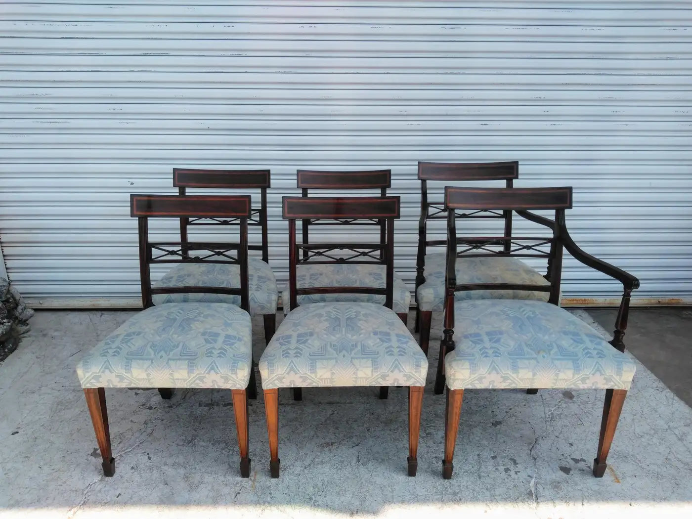 Heirloom-quality inlaid wood Regency chairs