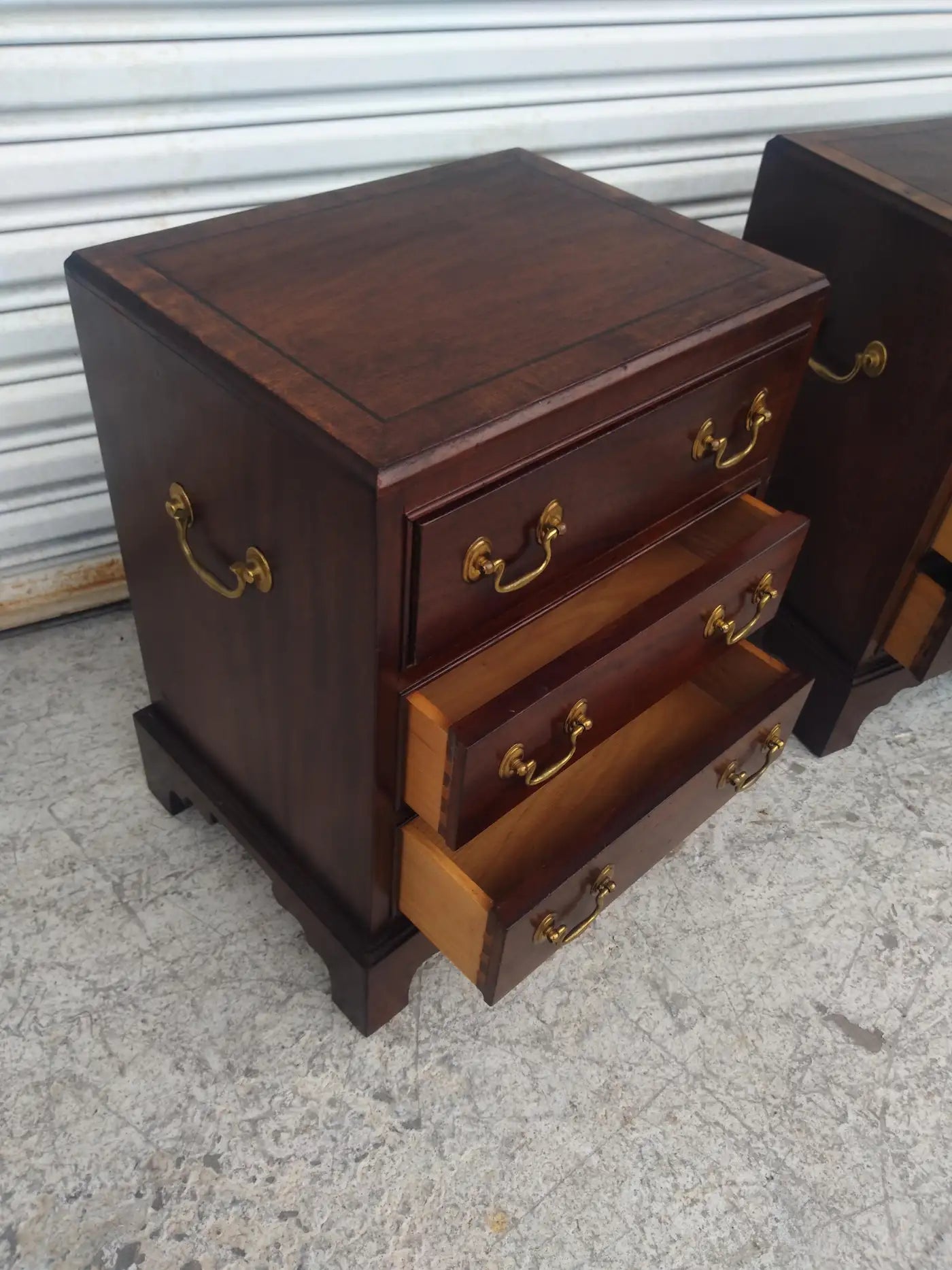 Classic Chippendale mahogany bedside furniture