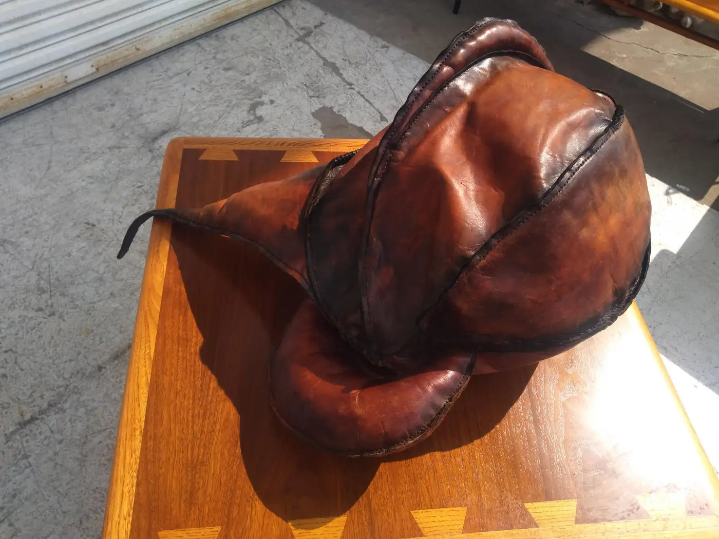 Premium leather abstract sculpture piece