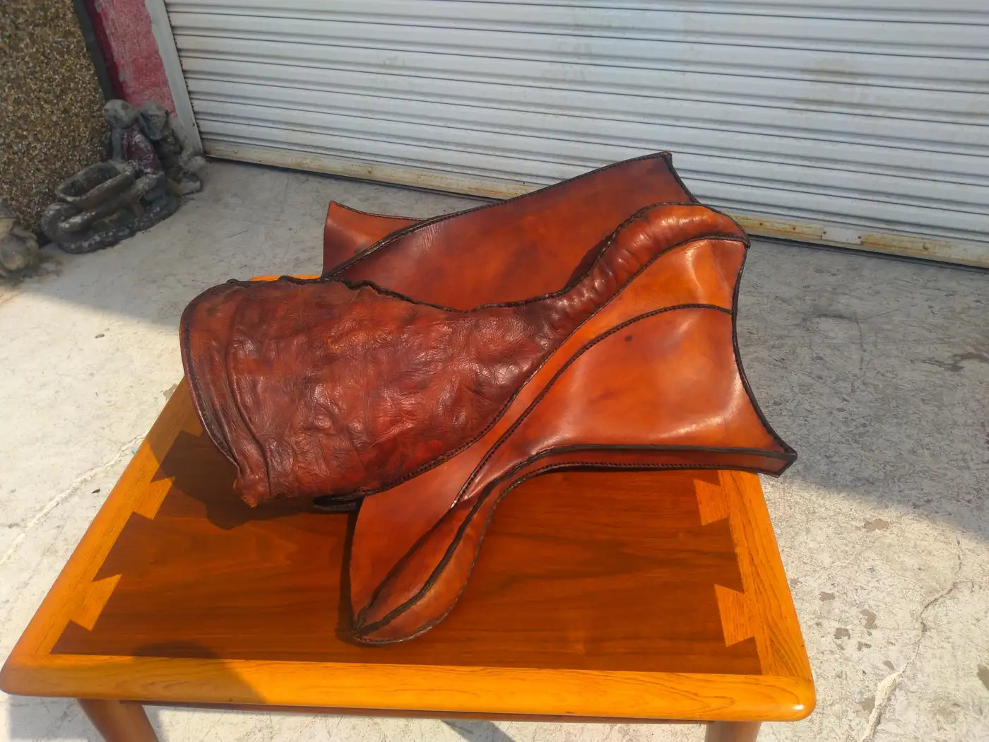 Abstract leather sculpture for modern decor