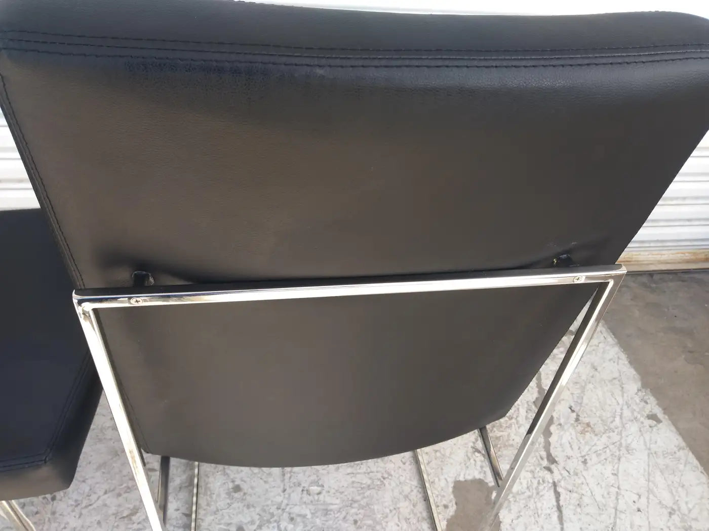 Set of six chrome frame leather dining chairs