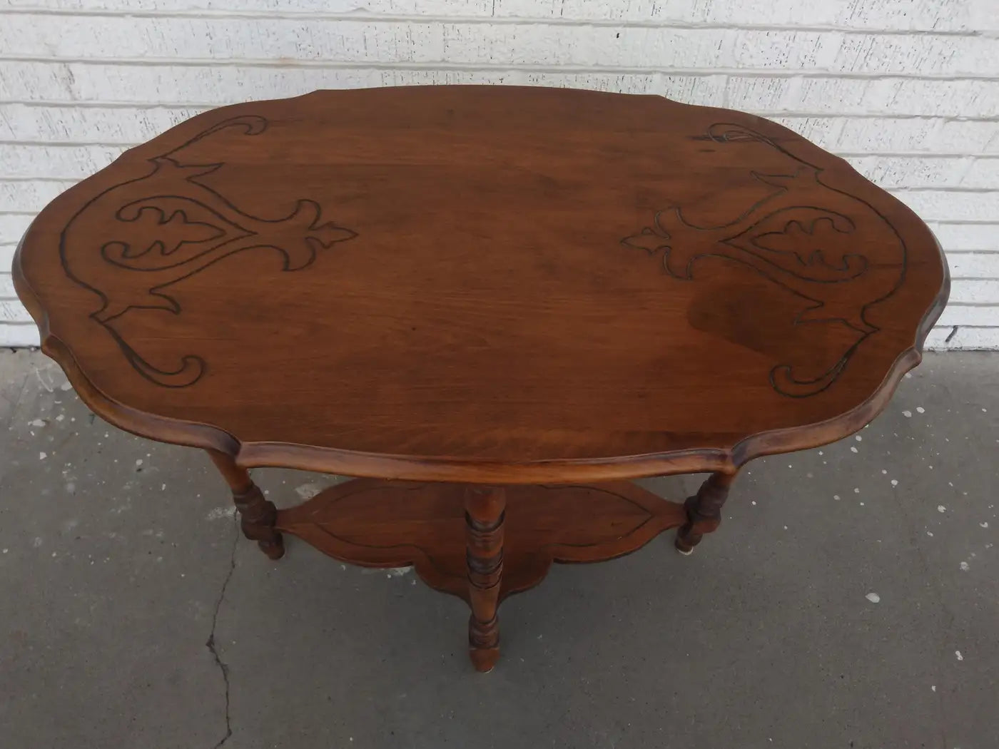 Elegant antique Edwardian walnut side table for vintage decor