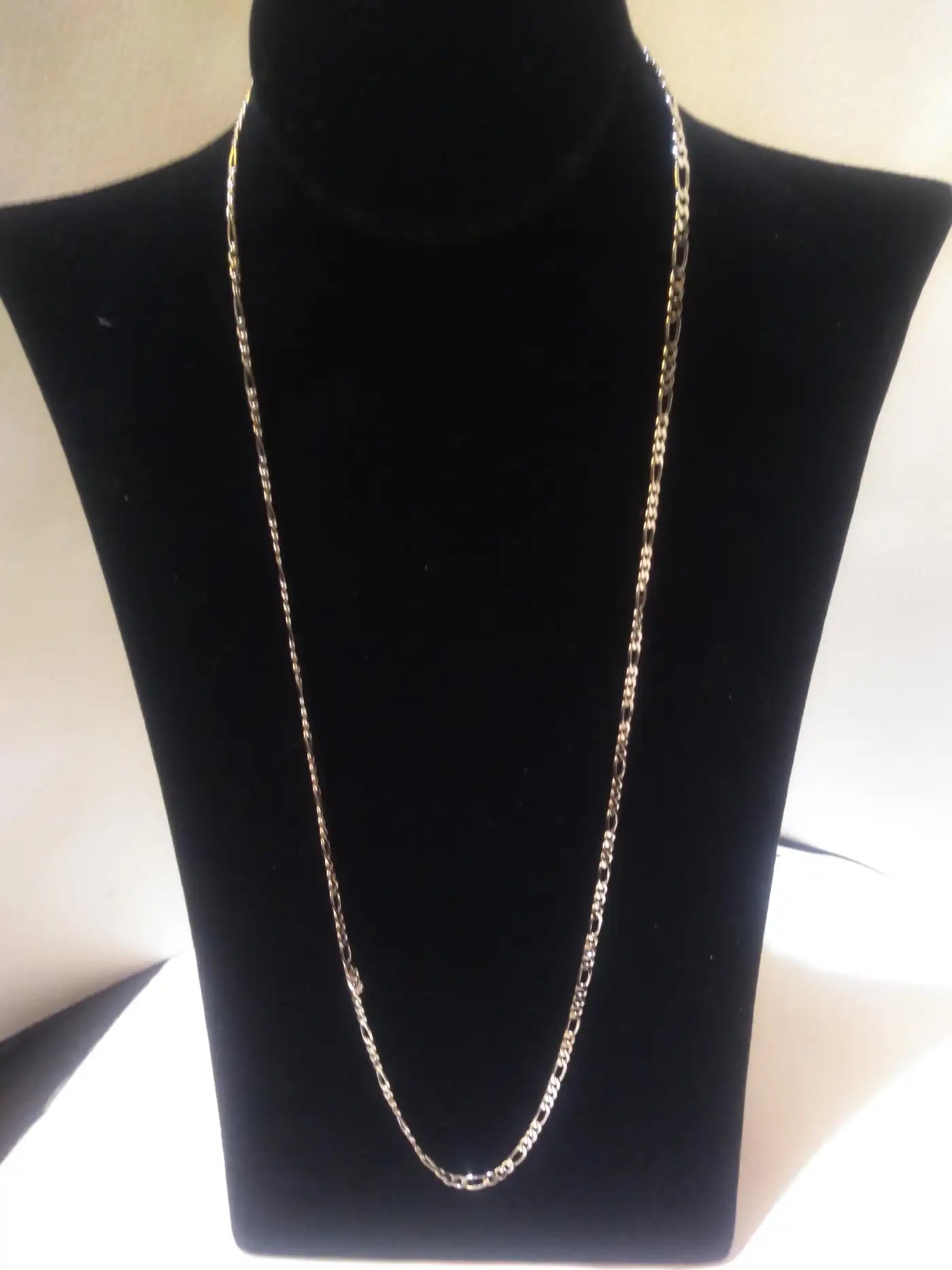 30" Sterling Silver Figaro Link Necklace with Lobster clasp