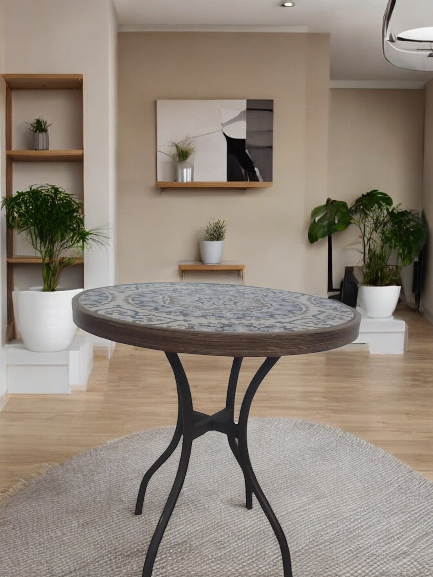 Round patio tile top pedestal table by Stylewell