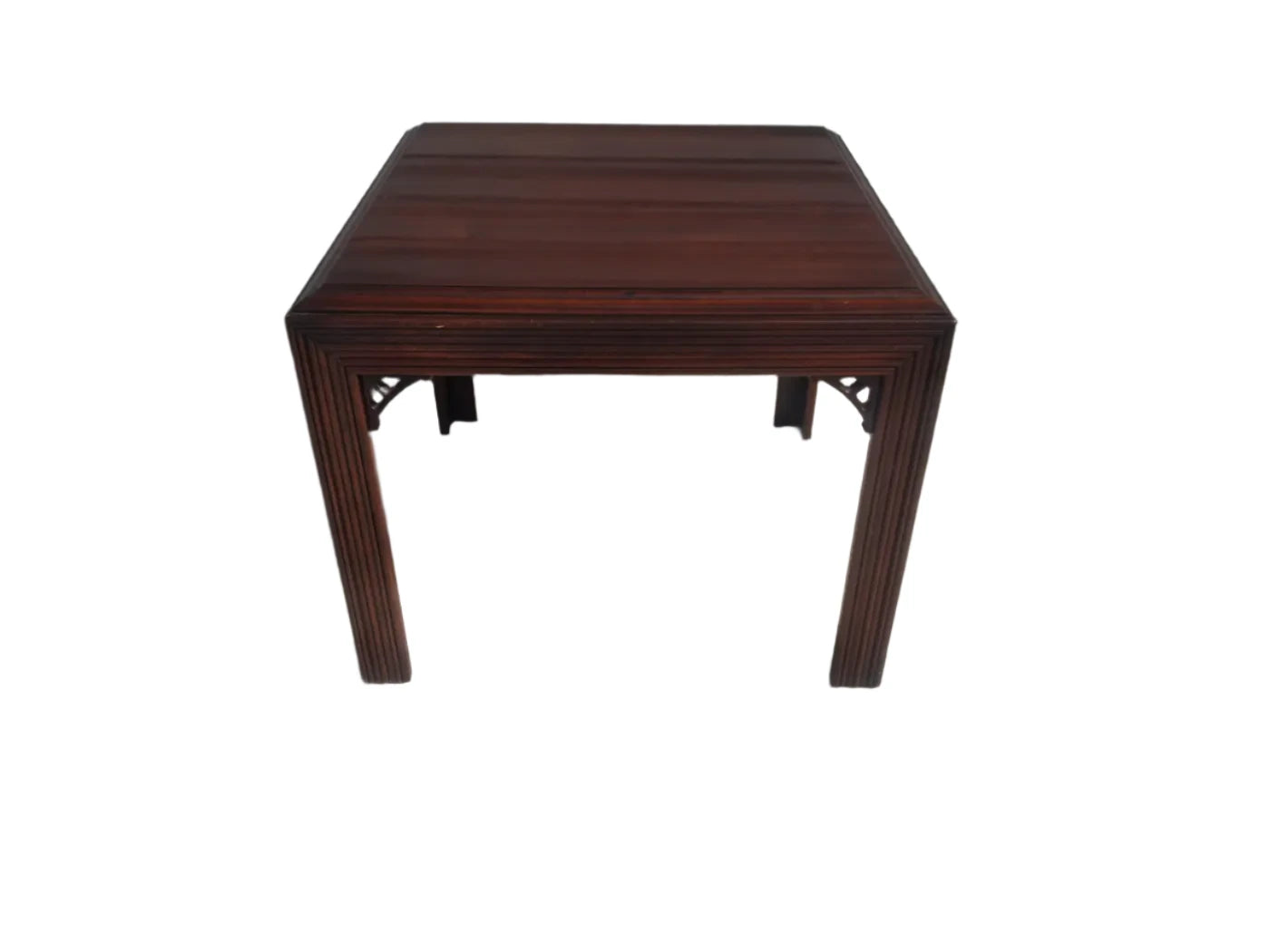 Vintage walnut side table with pencil reed design