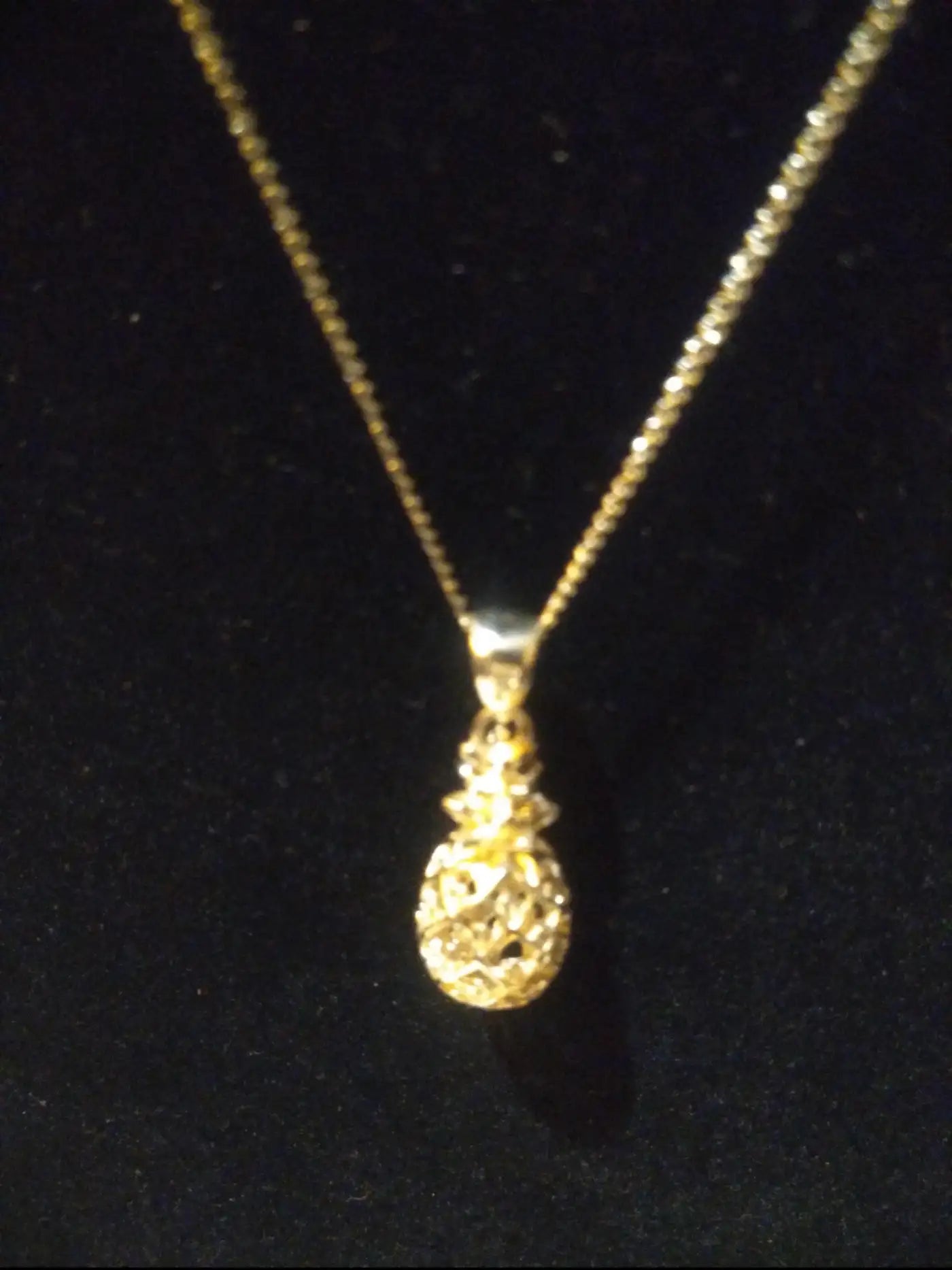 Silver pineapple charm pendant on 15" necklace