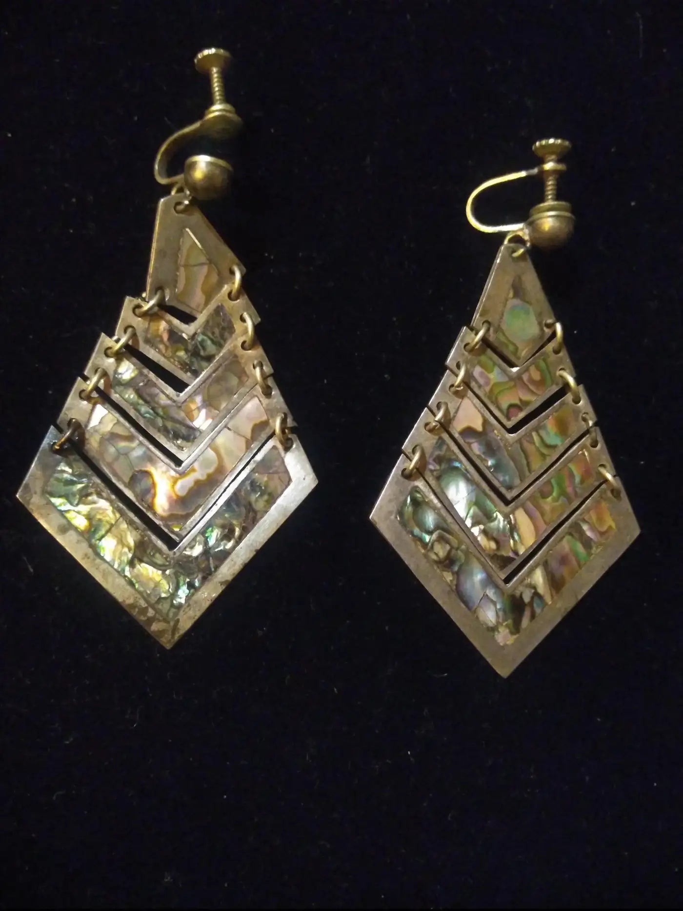 Handmade Mexican earrings with silver and abalone