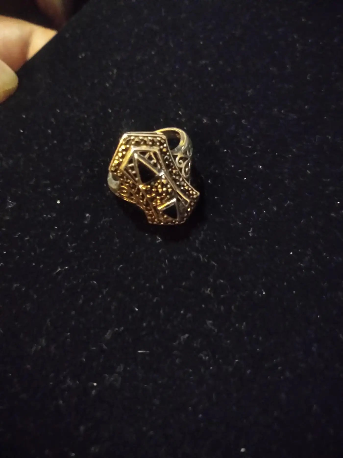 Sterling silver cocktail ring with marcasite