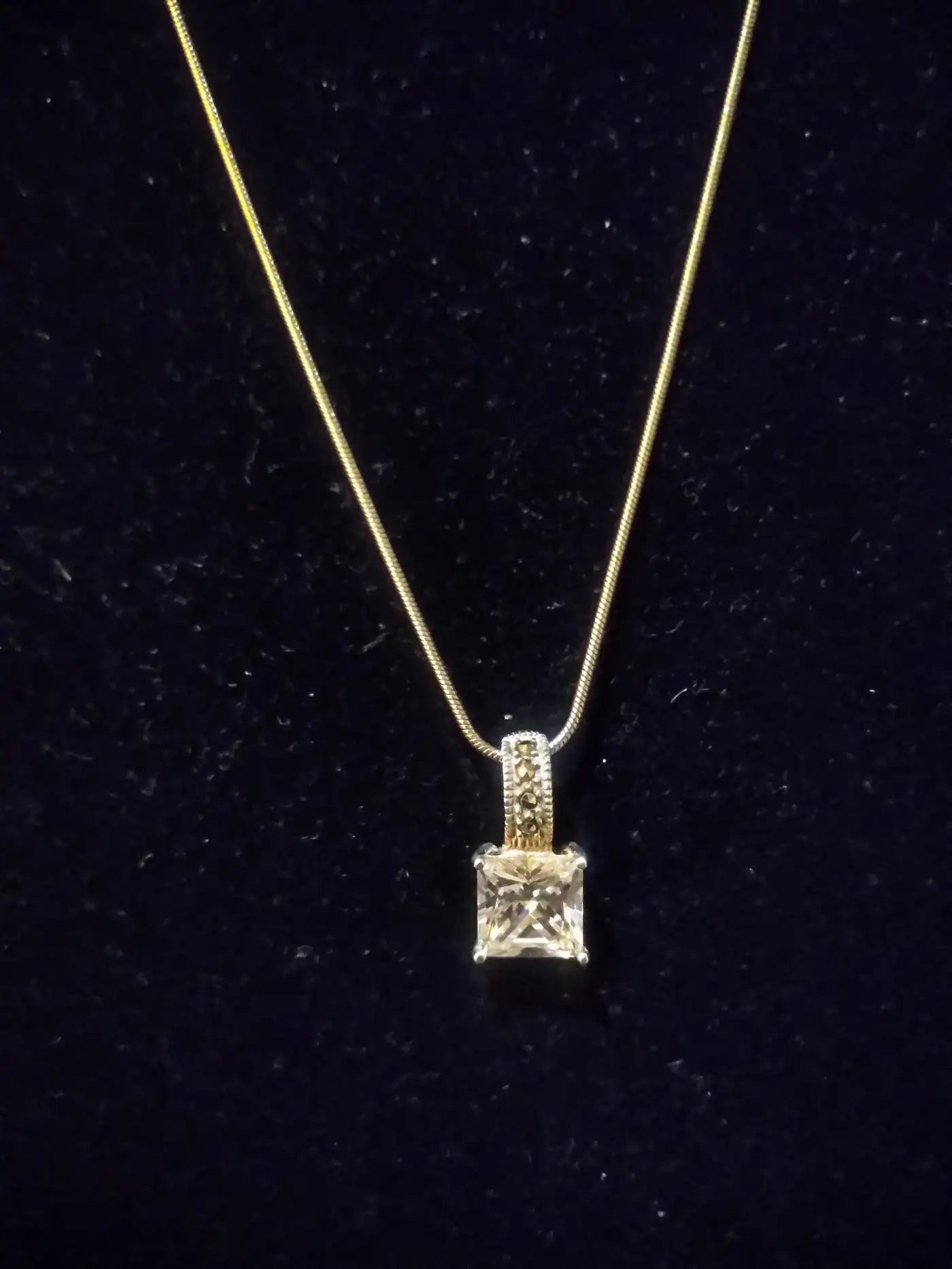 20 inch silver necklace with large CZ stone
