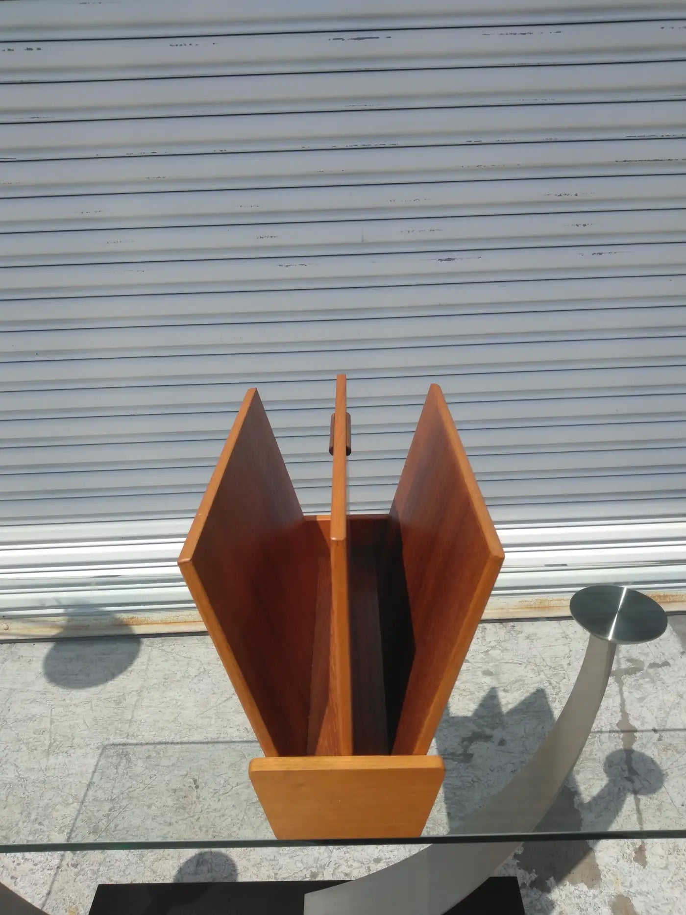 Classic mid-century modern teak magazine rack