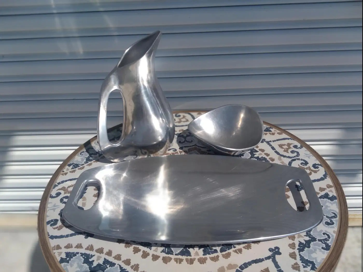 Elegant 3-piece Nambe pewter serving set for dining