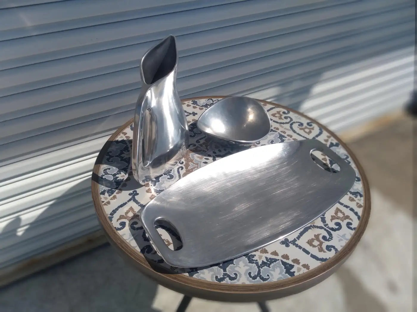 Sophisticated Nambe pewter serving set for table setting