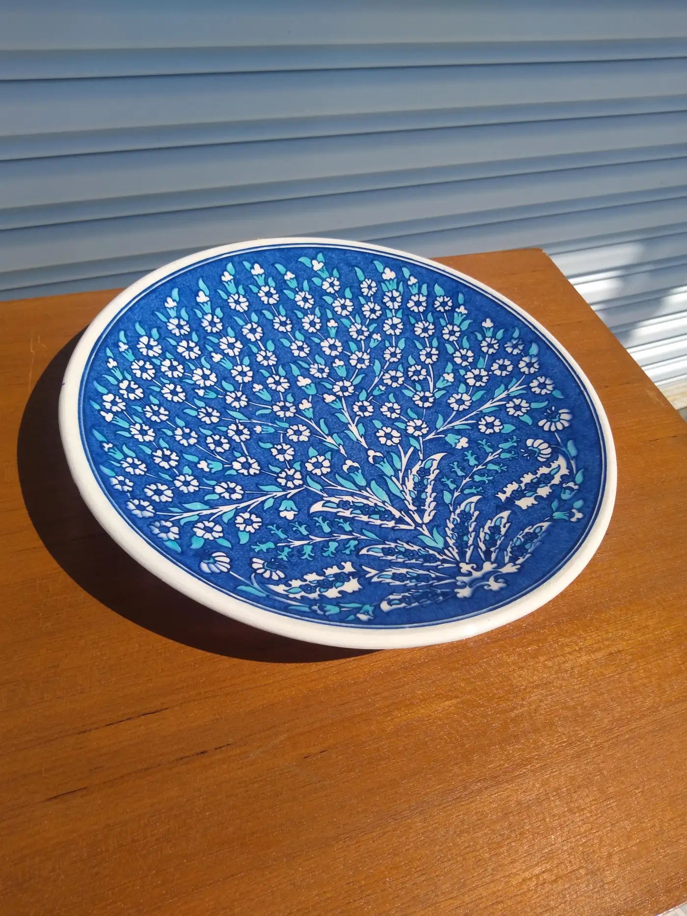 Ottoman-style ceramic plate in blue and white