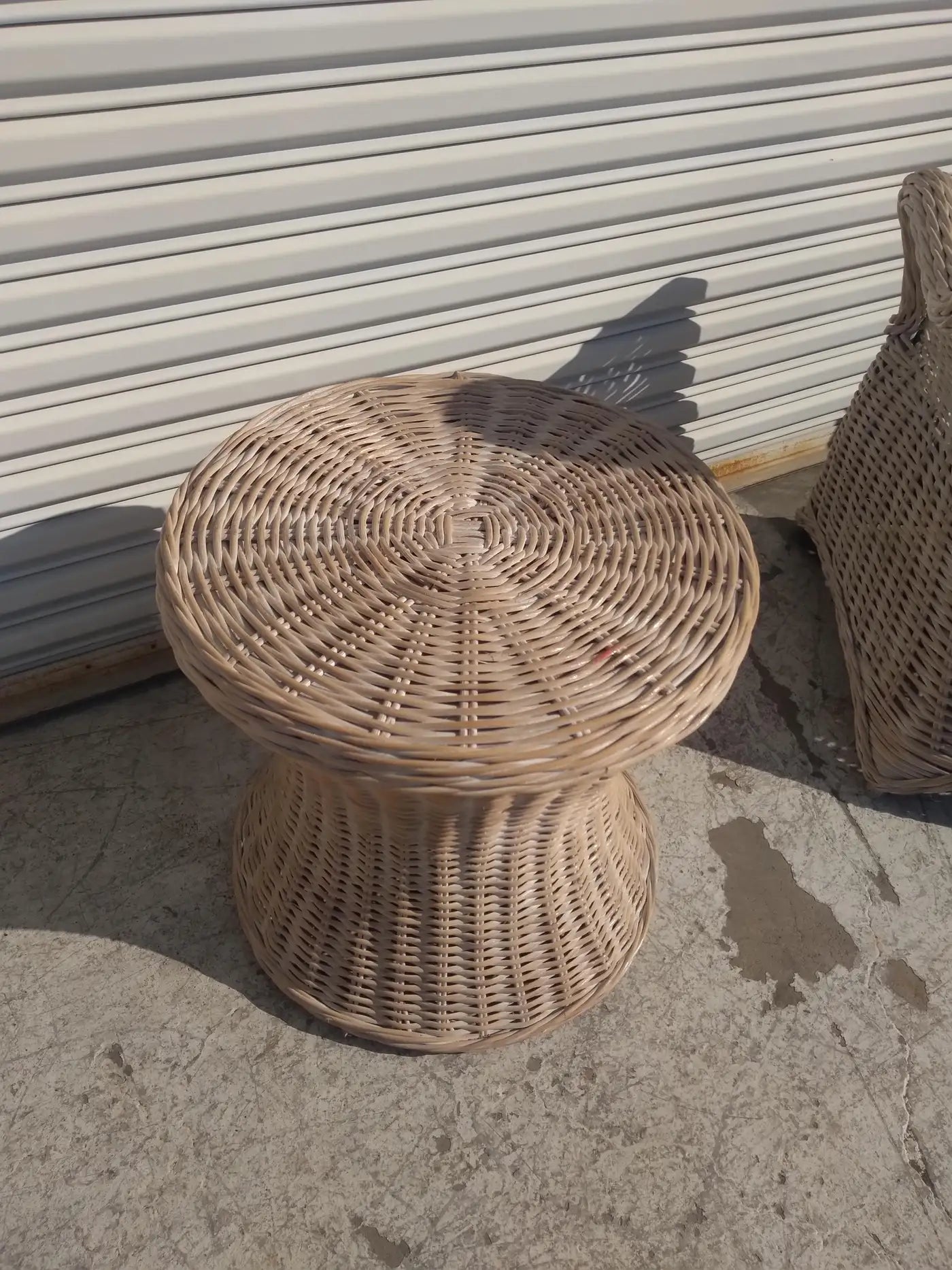 Handmade boho rattan and bamboo table